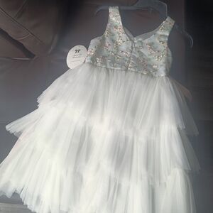 American Princess White Tulle Gown with Pastel Floral Bodice